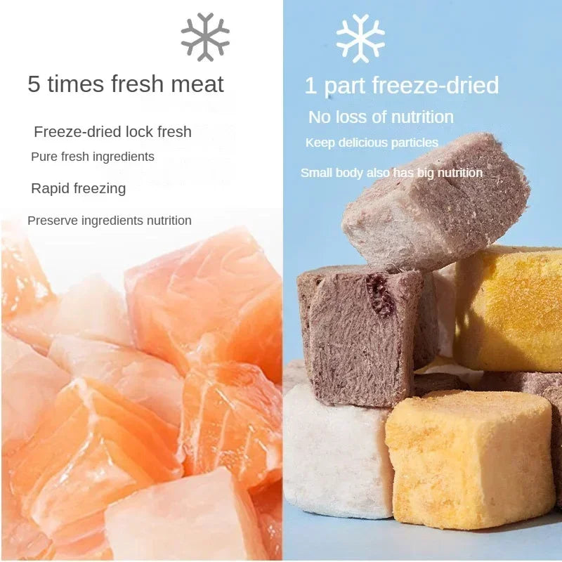 Pet Freeze Dried Chicken Breast Salmon Eel Duck Meat Beef Liver Yolk Granules Rich Nutrition Dog Fat Long Meat Food Cat Snacks
