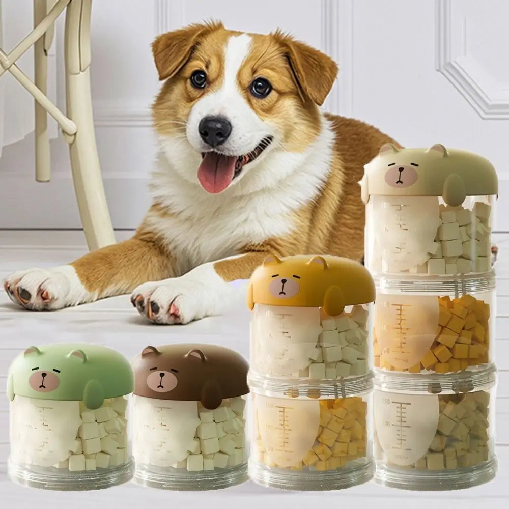 Practical Plastic Multi-Layer Cat Food Box Sealed Moisture-Proof Dog Snacks Storage Box Cute Pet Food Packing Box Outdoor