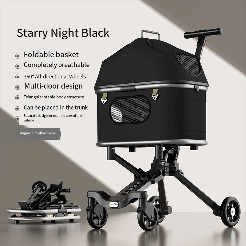 Magnesium alloy body pet stroller Pet Cart Cat Dog Strollers Outdoor Cart Wholesale Portable Dog Outdoor Cart Upgrade Model