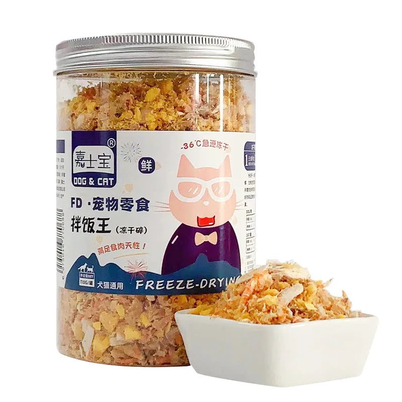 Pet Freeze Dried Chicken Breast Salmon Eel Duck Meat Beef Liver Yolk Granules Rich Nutrition Dog Fat Long Meat Food Cat Snacks