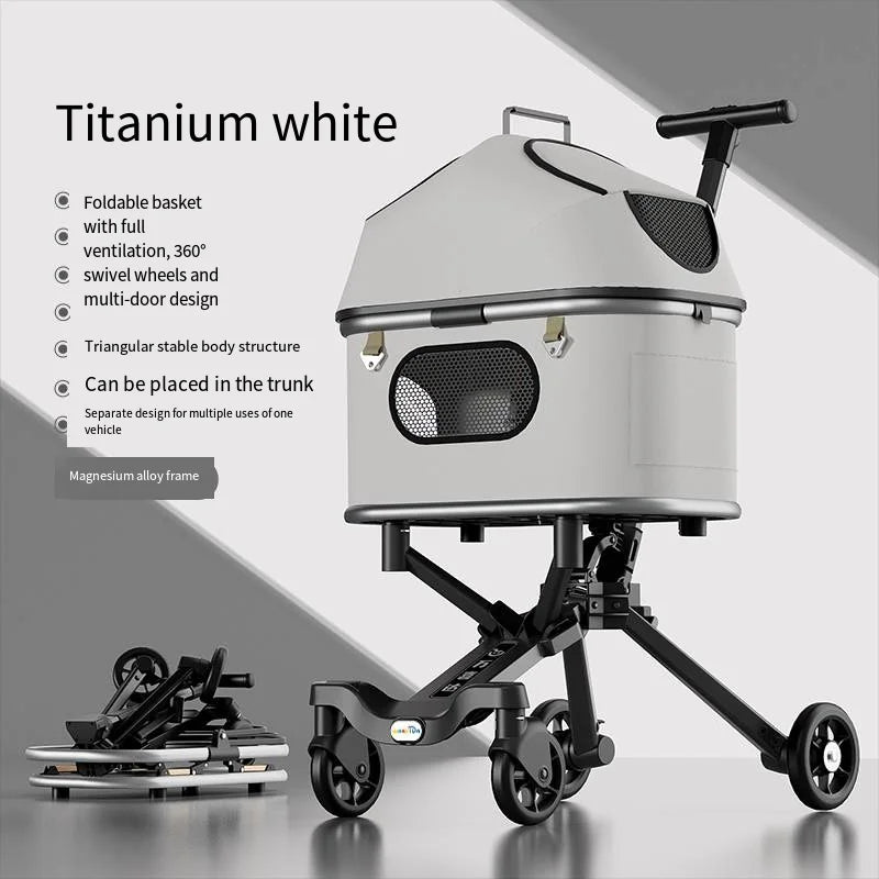 Magnesium alloy body pet stroller Pet Cart Cat Dog Strollers Outdoor Cart Wholesale Portable Dog Outdoor Cart Upgrade Model