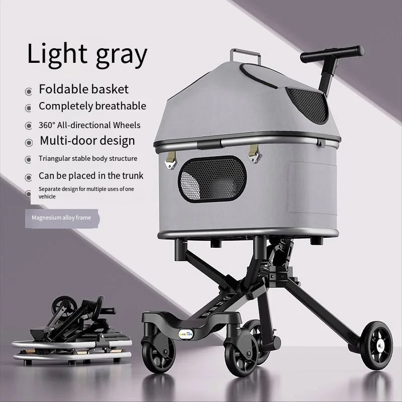 Magnesium alloy body pet stroller Pet Cart Cat Dog Strollers Outdoor Cart Wholesale Portable Dog Outdoor Cart Upgrade Model