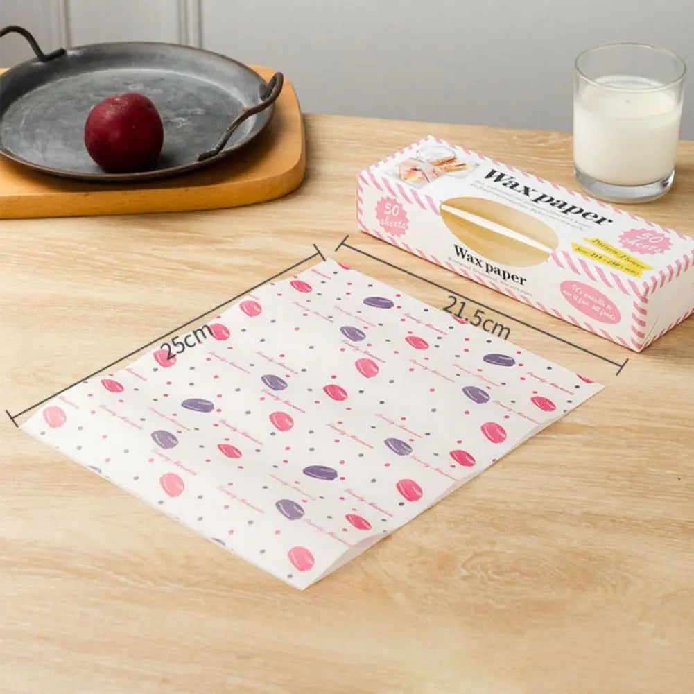 50 Sheets Food-Grade Greaseproof Baking Paper (21.5x25cm) for Wrapping Hot Dogs/Burgers Commercial Baking Wax Paper (Boxed)