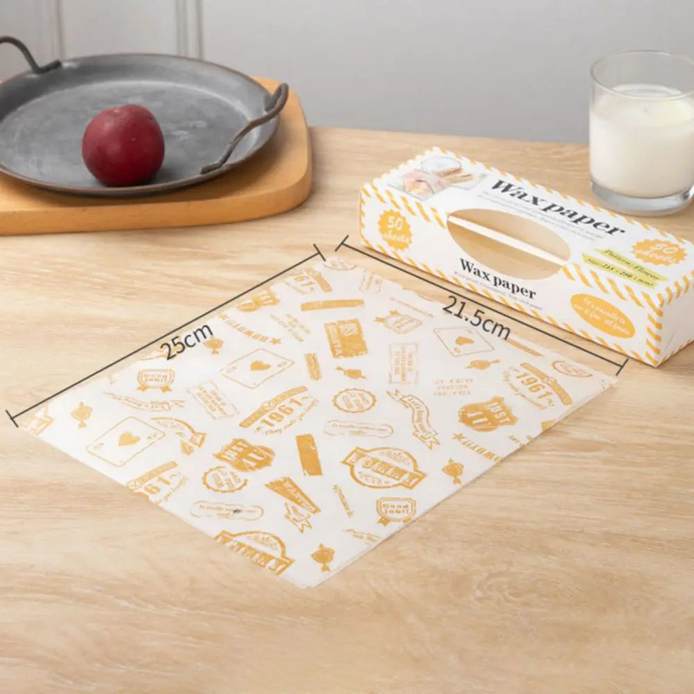 50 Sheets Food-Grade Greaseproof Baking Paper (21.5x25cm) for Wrapping Hot Dogs/Burgers Commercial Baking Wax Paper (Boxed)
