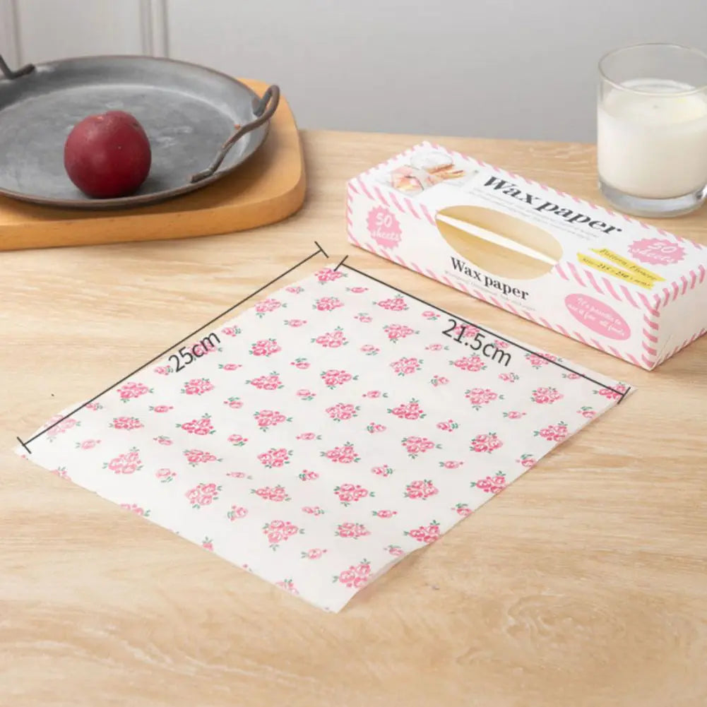 50 Sheets Food-Grade Greaseproof Baking Paper (21.5x25cm) for Wrapping Hot Dogs/Burgers Commercial Baking Wax Paper (Boxed)