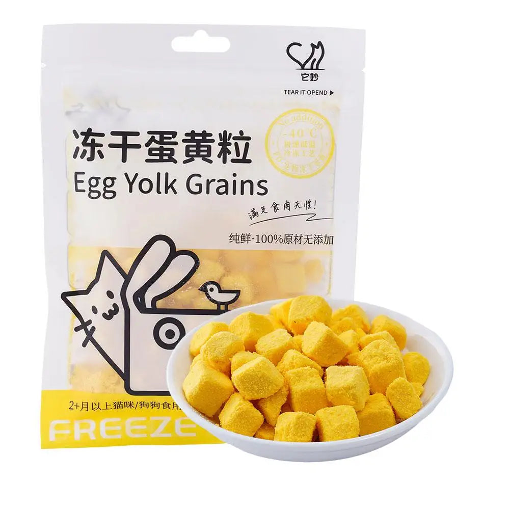 40g Freeze Dried Egg Yolk Granules Beautify Smoothing Snacks Safe Pets Pet To Freeze-dried Food Hair Cat Cat Healthy W9B5