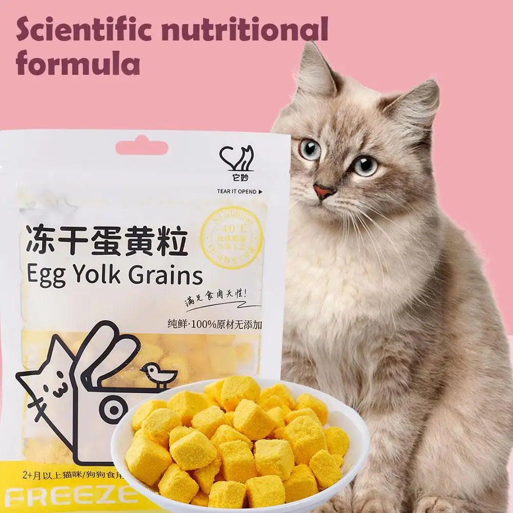 40g Freeze Dried Egg Yolk Granules Beautify Smoothing Snacks Safe Pets Pet To Freeze-dried Food Hair Cat Cat Healthy W9B5