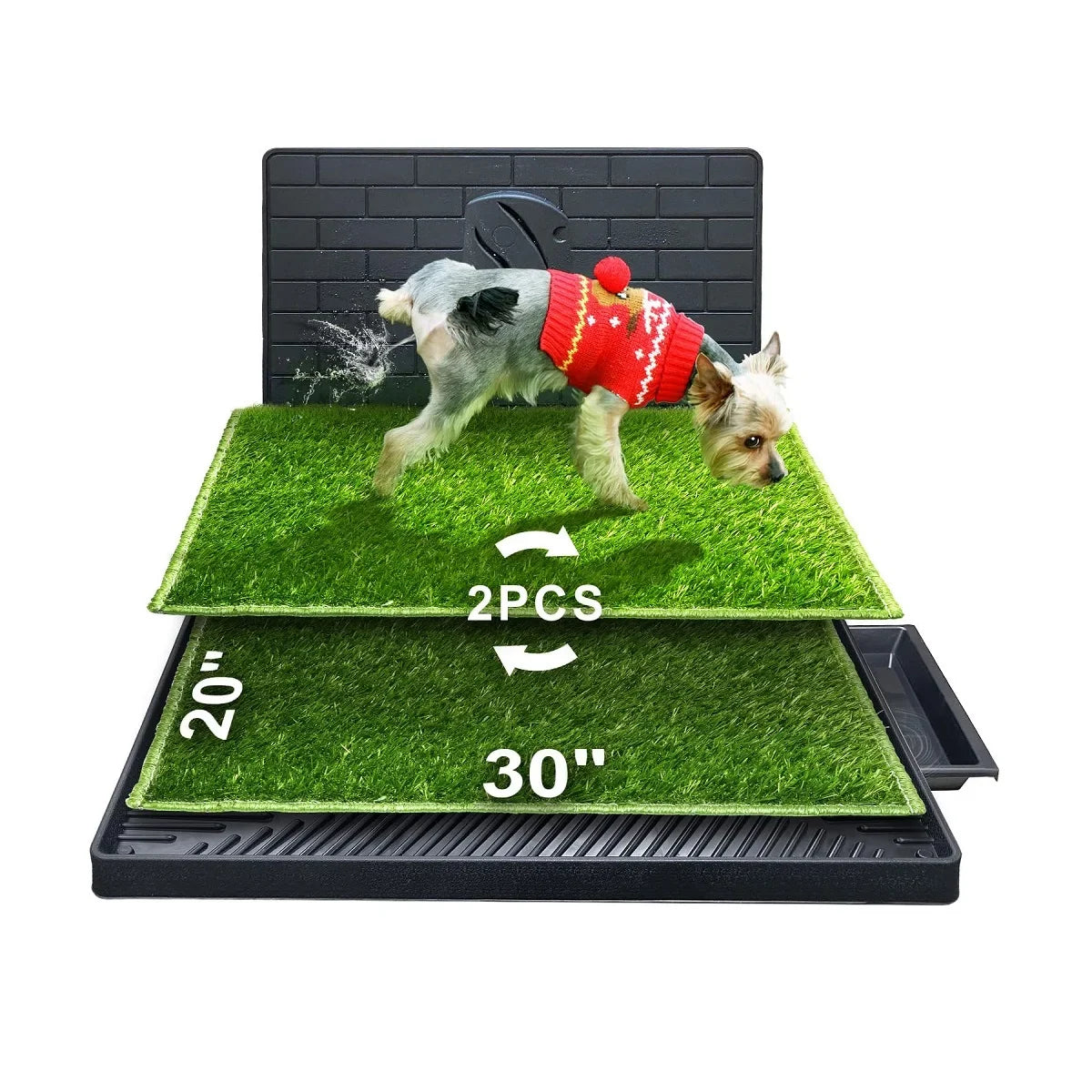 Artificial Grass Training Pads with Pee Baffle Reusable Alternative To Puppy Pads Portable Dog Litter Box Dog Potty