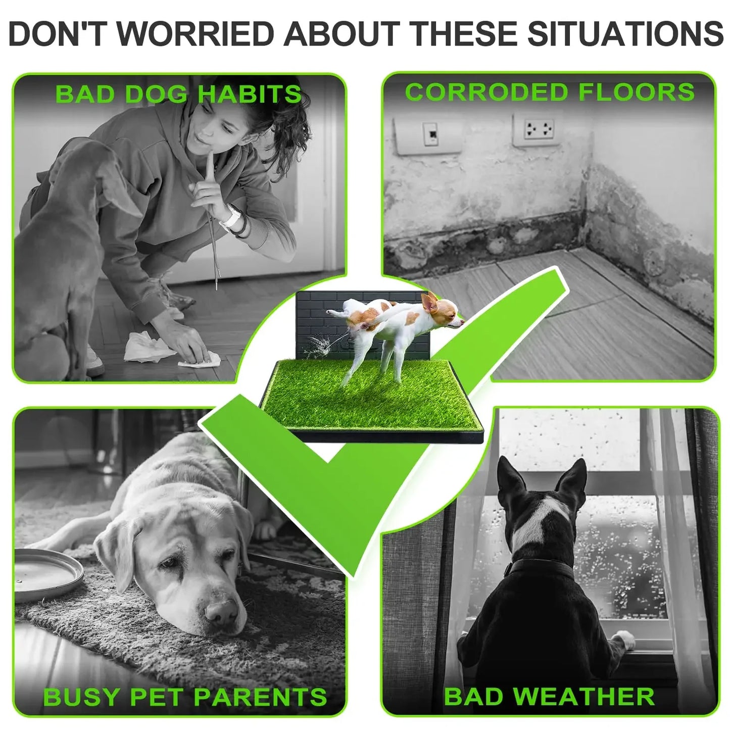 Artificial Grass Training Pads with Pee Baffle Reusable Alternative To Puppy Pads Portable Dog Litter Box Dog Potty