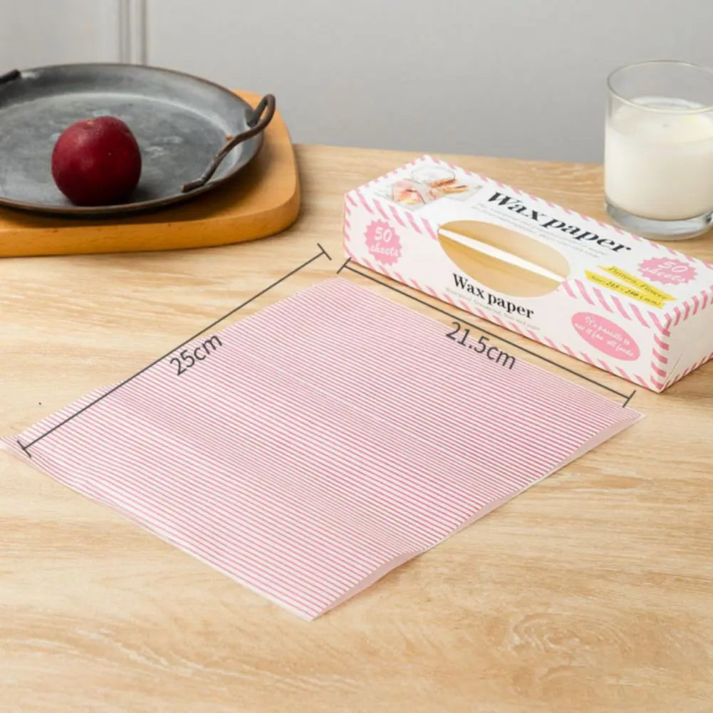 50 Sheets Food-Grade Greaseproof Baking Paper (21.5x25cm) for Wrapping Hot Dogs/Burgers Commercial Baking Wax Paper (Boxed)