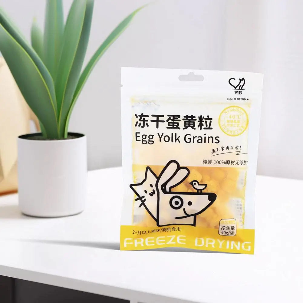 40g Freeze Dried Egg Yolk Granules Beautify Smoothing Snacks Safe Pets Pet To Freeze-dried Food Hair Cat Cat Healthy W9B5