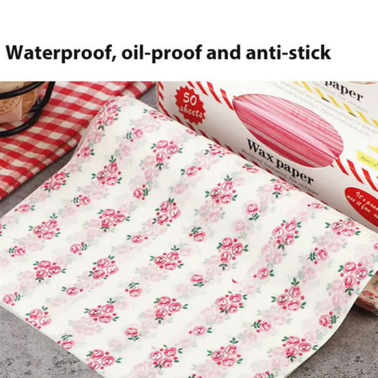 50 Sheets Food-Grade Greaseproof Baking Paper (21.5x25cm) for Wrapping Hot Dogs/Burgers Commercial Baking Wax Paper (Boxed)