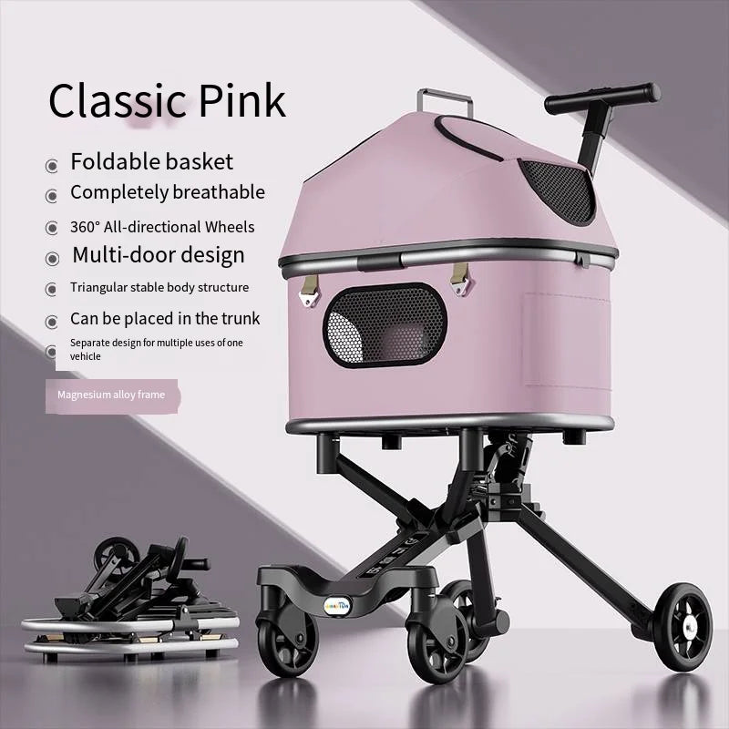 Magnesium alloy body pet stroller Pet Cart Cat Dog Strollers Outdoor Cart Wholesale Portable Dog Outdoor Cart Upgrade Model