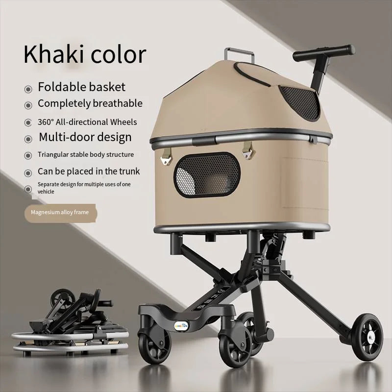 Magnesium alloy body pet stroller Pet Cart Cat Dog Strollers Outdoor Cart Wholesale Portable Dog Outdoor Cart Upgrade Model
