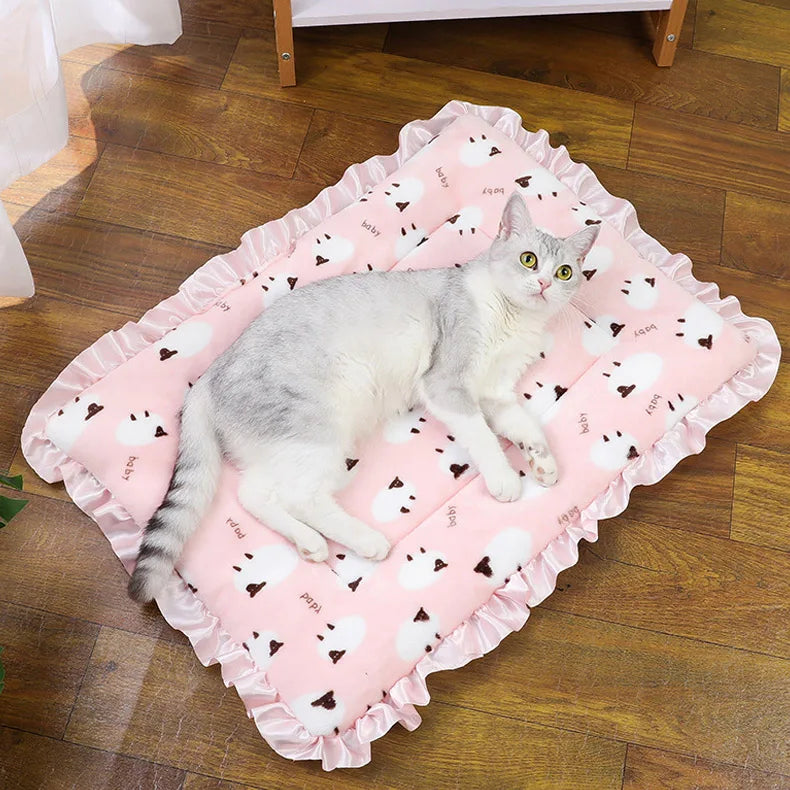Soft Flannel Pet Sleeping Mat Dog Bed Cat Litter Puppy Bed Dog Sofa Mattress Cushion for Small Large Dogs Blanket Pet Supplies