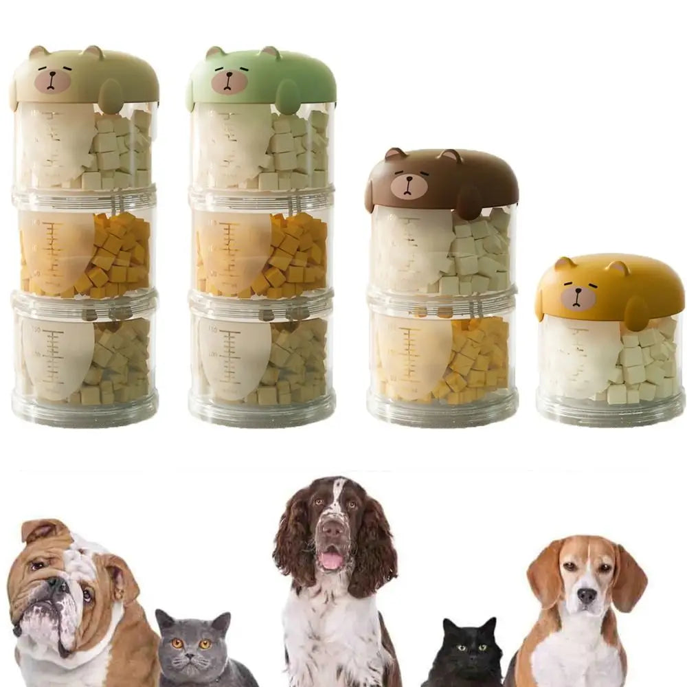 Practical Plastic Multi-Layer Cat Food Box Sealed Moisture-Proof Dog Snacks Storage Box Cute Pet Food Packing Box Outdoor