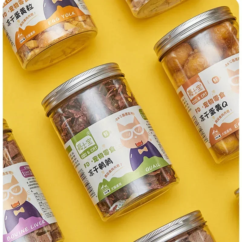 Pet Freeze Dried Chicken Breast Salmon Eel Duck Meat Beef Liver Yolk Granules Rich Nutrition Dog Fat Long Meat Food Cat Snacks