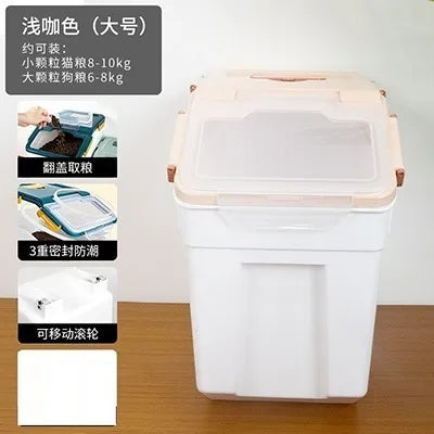 Cat food storage bucket, dog food sealed 10 pounds, 20 pounds, sealed moisture-proof pet storage bucket, large capacity vacuum s