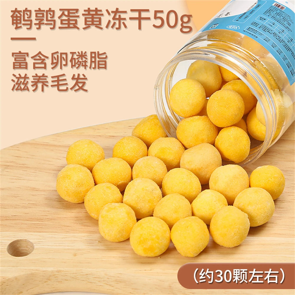 Quail egg yolk freeze-dried cat snacks, cat and dog nutrition, cheek hair, kitten food, cat chicken, pet canned meat