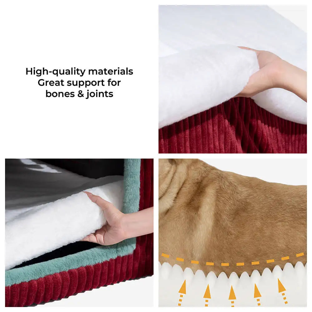 Christmas Snow House Cozy Warmth Large Dog House Washable Breathable Warm Plush Cushion Pet Bed for Small Medium Large Dogs