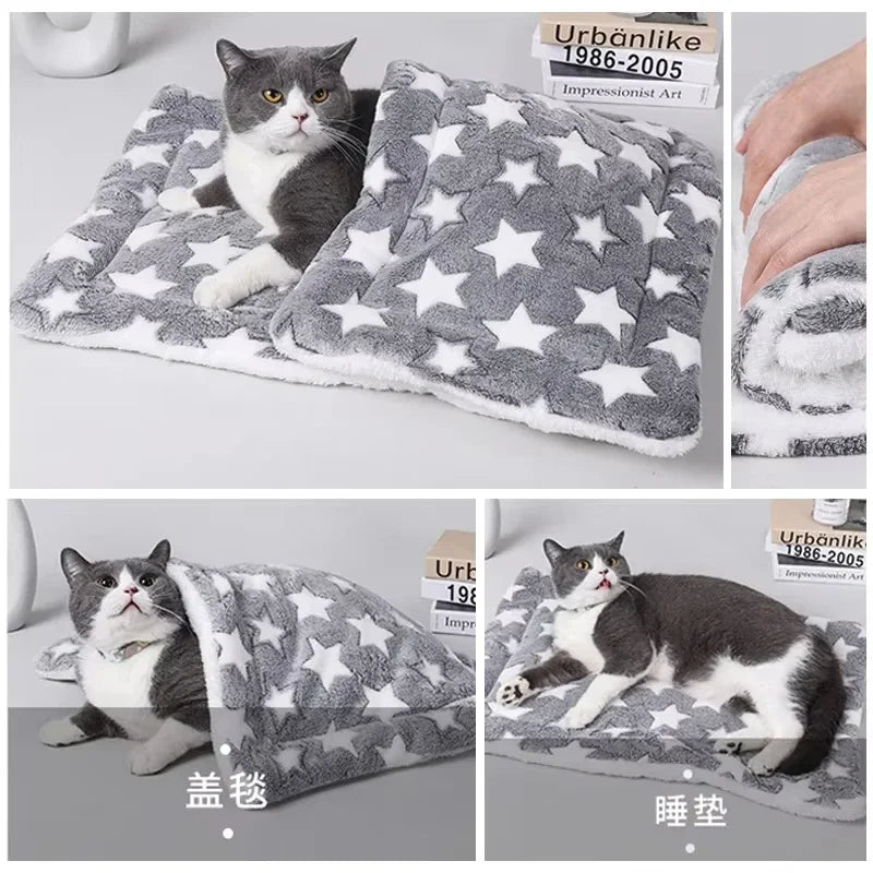 Soft Flannel Pet Sleeping Mat Dog Bed Cat Litter Puppy Bed Dog Sofa Mattress Cushion for Small Large Dogs Blanket Pet Supplies