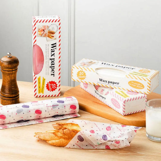 50 Sheets Food-Grade Greaseproof Baking Paper (21.5x25cm) for Wrapping Hot Dogs/Burgers Commercial Baking Wax Paper (Boxed)