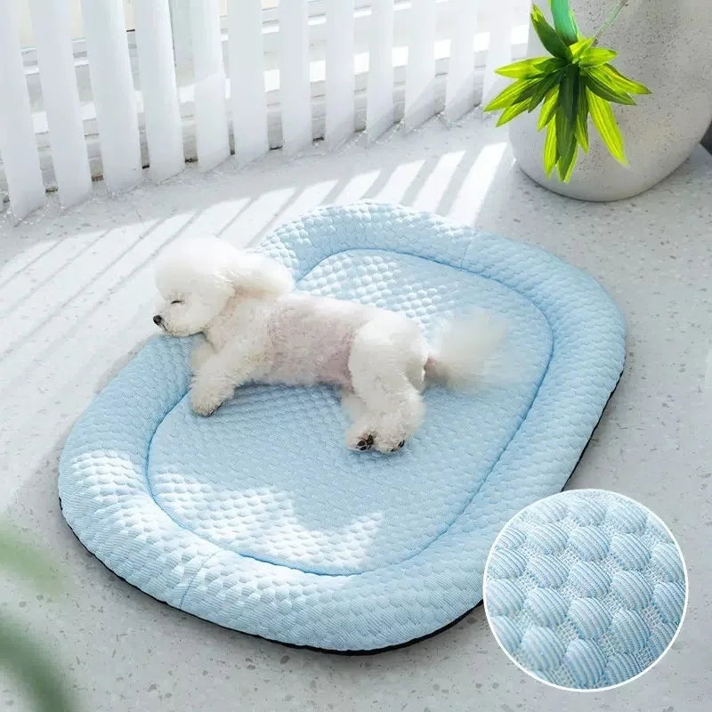 Summer Dog Bed Cat Cushion Puppy Sleep Nest for Small Medium Large Dog Cat Ice Silk Cool Mat Pet Kennel Cooling Bed