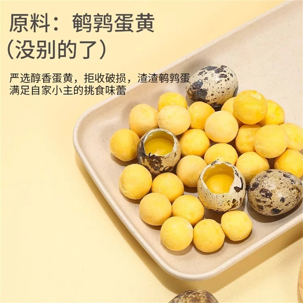 Quail egg yolk freeze-dried cat snacks, cat and dog nutrition, cheek hair, kitten food, cat chicken, pet canned meat
